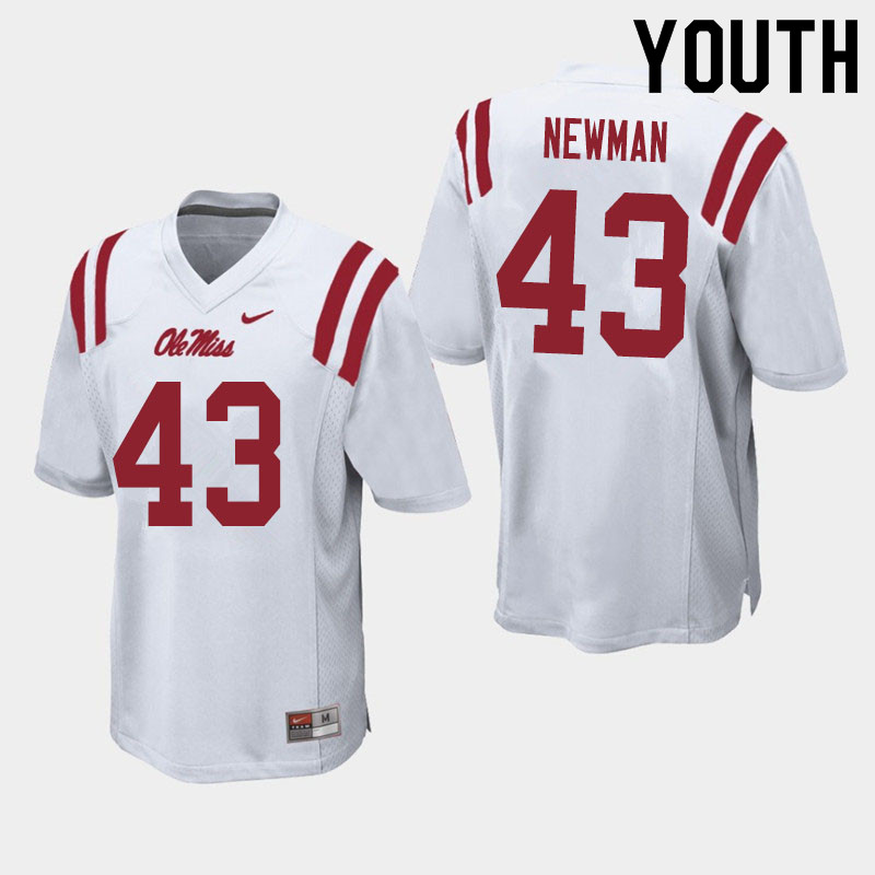 Youth #43 Daniel Newman Ole Miss Rebels College Football Jerseys Sale-White - Click Image to Close